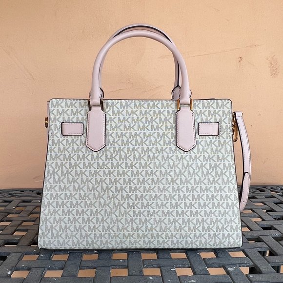 Michael Kors Hamilton Medium Satchel Shoulder Bag MK Vanilla Pink - Picture 2 of 10